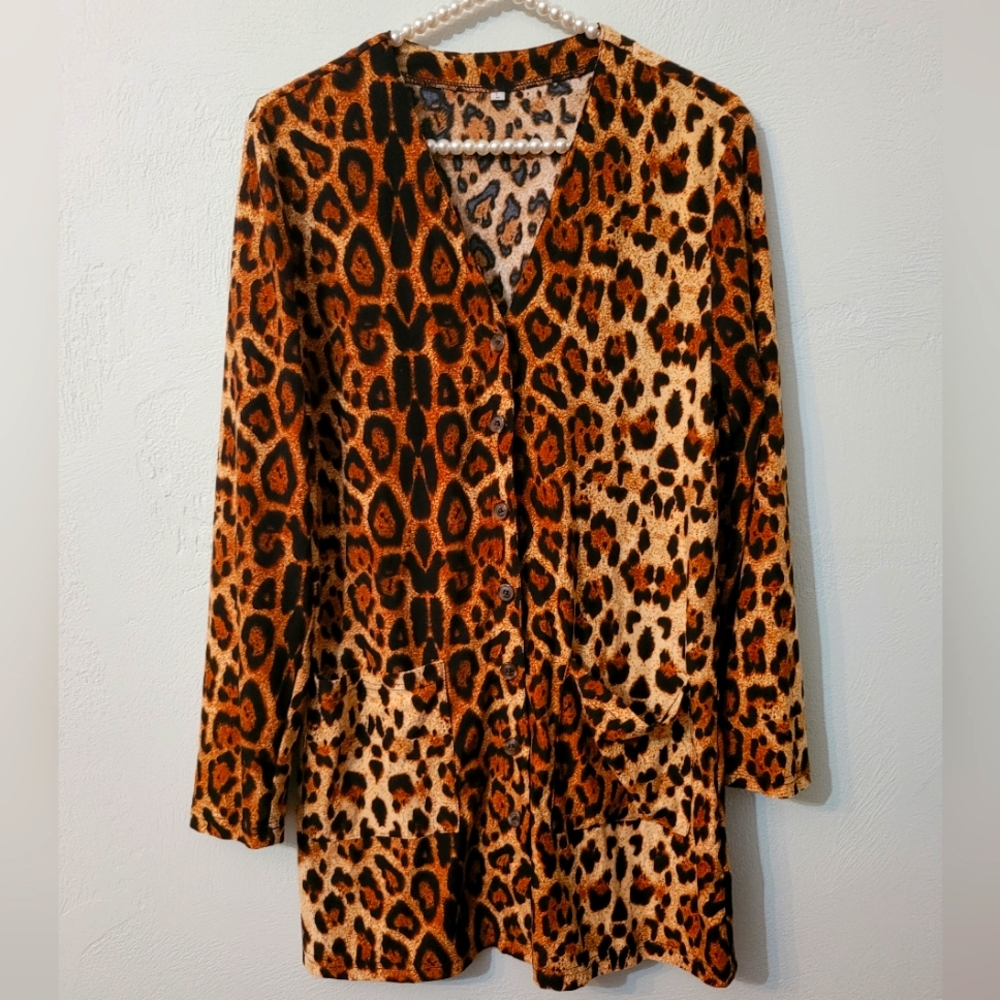 Front pocket leotard long cardigan